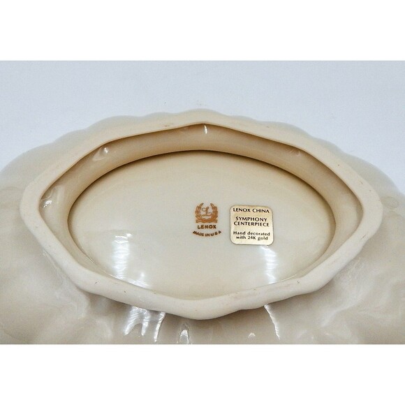 Lenox Symphony Centerpiece Bowl Scalloped Oval Serving 24K Gold Trim USA - Picture 6 of 14